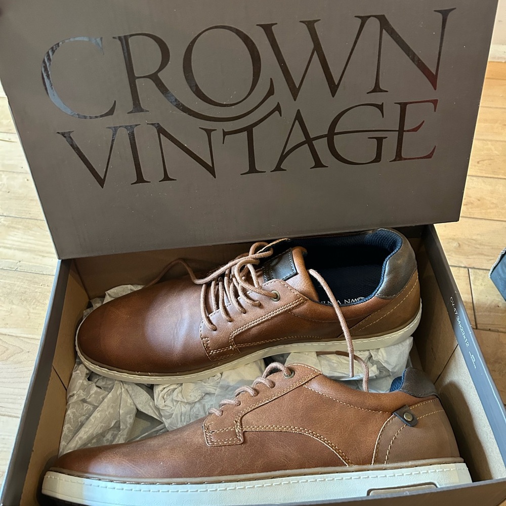 Crown Vintage Men's Tan Leather Derbys